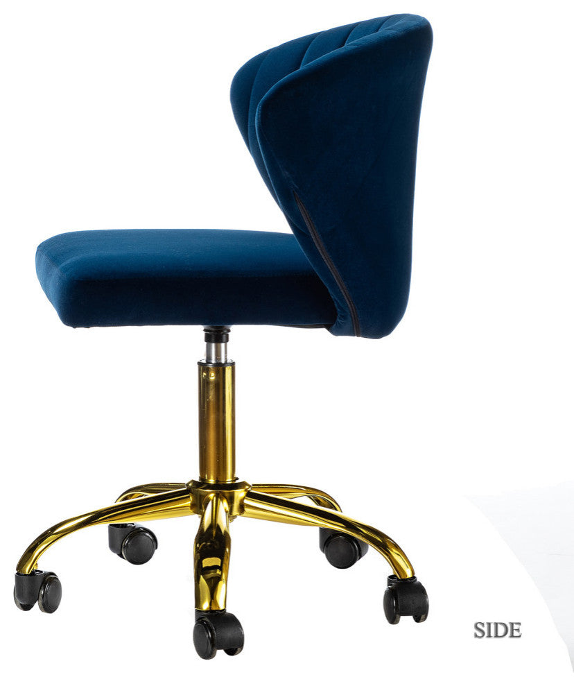 Swivel Task Chair With Tufted Back, Navy