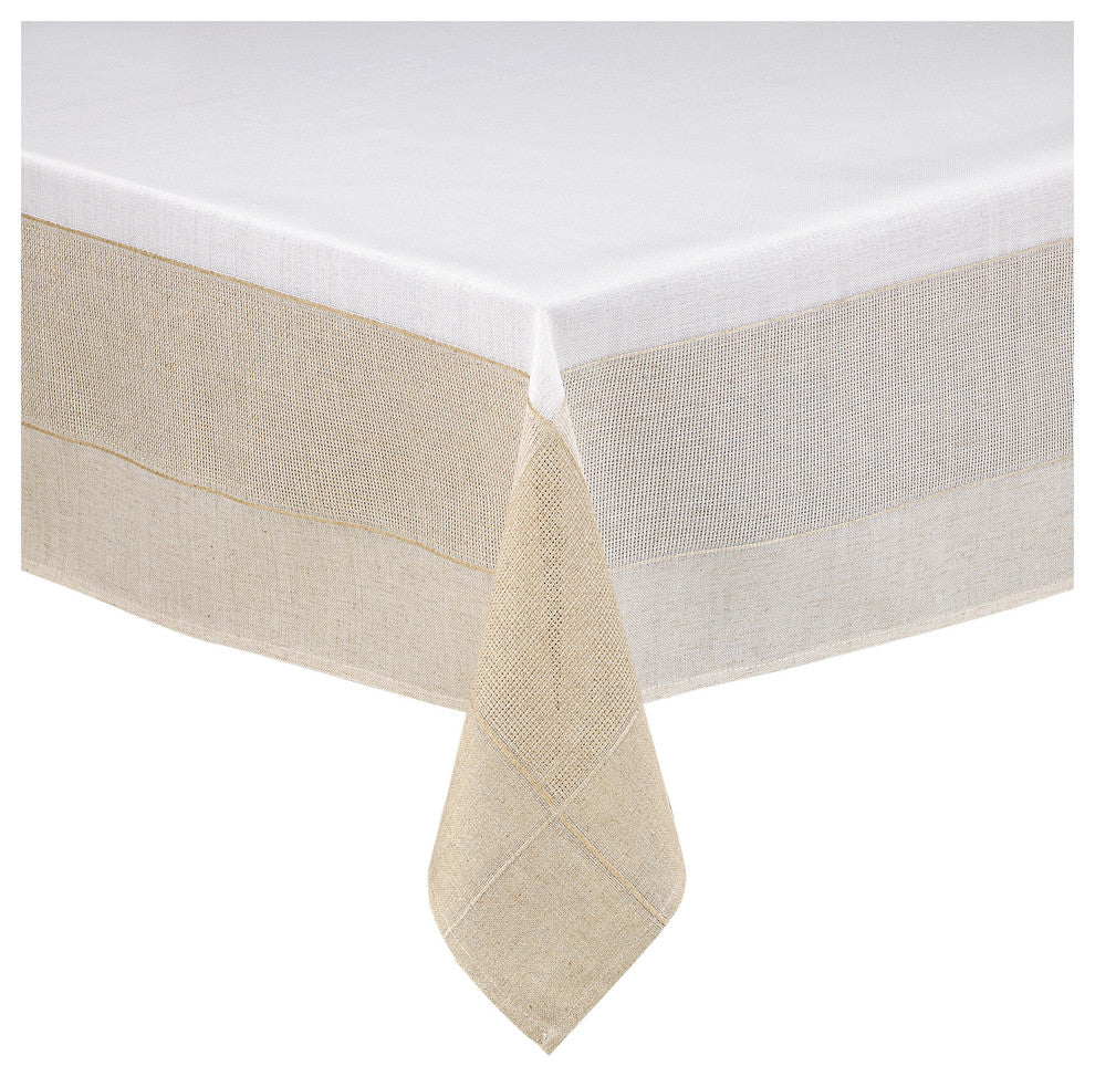 Bohemia 70% Cotton 30% Polyester Polyester Tablecloth, White/Natural, 60"x104"