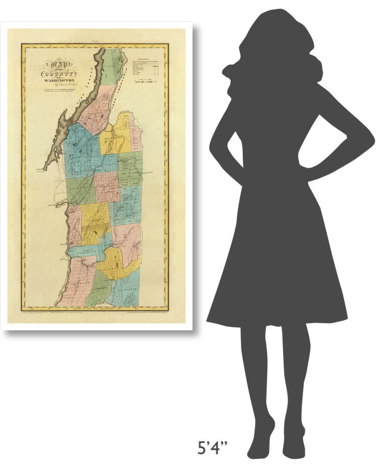 "New York - Washington County, 1829" Print by David H. Burr, 29"x46"
