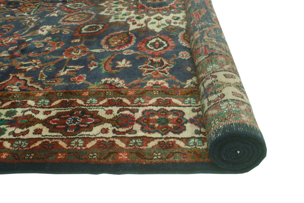 Fine Vintage Distressed Ligia Navy/Beige Rug, 6'11x9'10