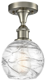 Small Deco Swirl 1-Light Semi-Flush Mount, Brushed Satin Nickel, Clear