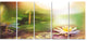 Lotus Flowers on Green Background, Large Flower Canvas Print, 60"x28", 5 Panels