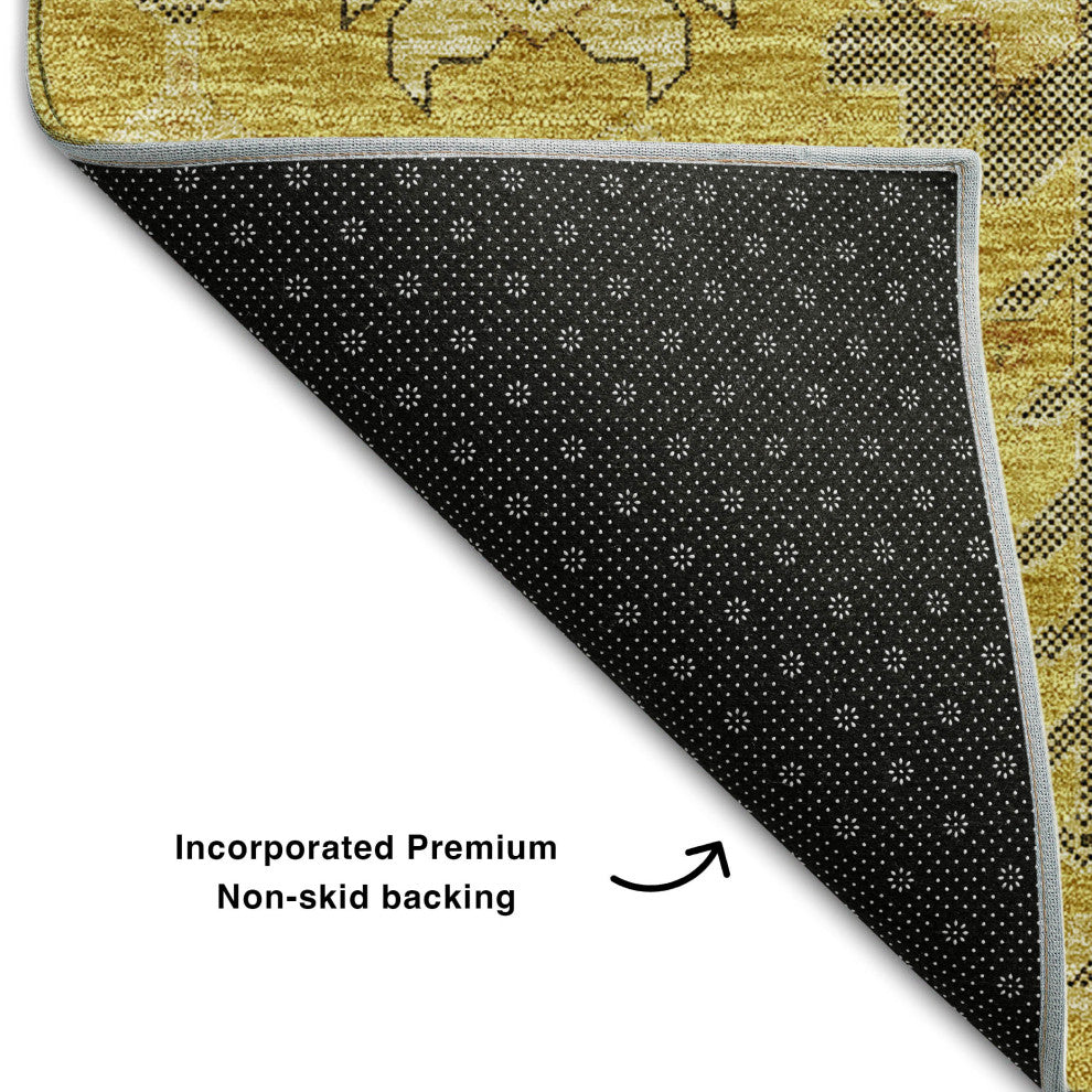Premium Machine Washable Mayfield AMF697 Gold 9' x 12' Rug