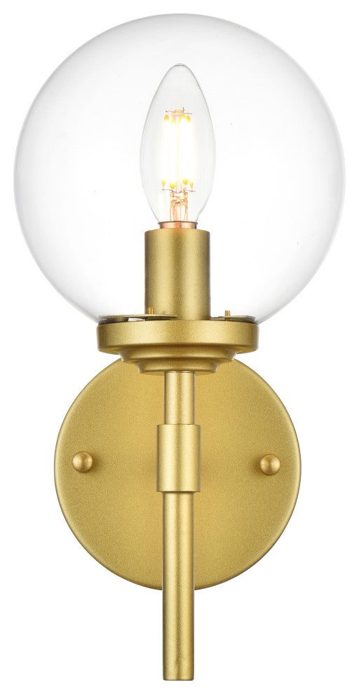 1 Light Brass And Clear Bath Sconce