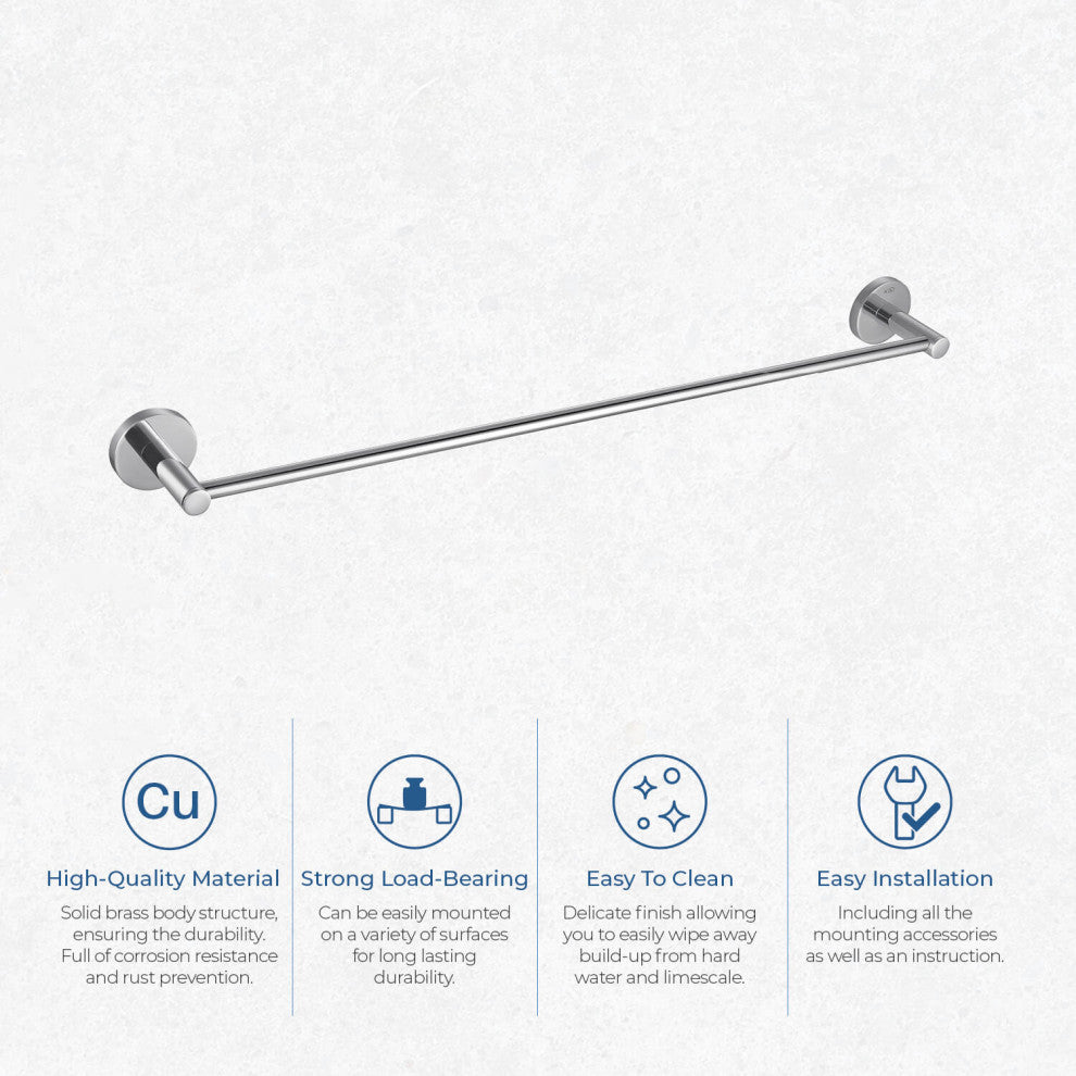 Circular 24" Bathroom Towel Bar KBA1404, Chrome
