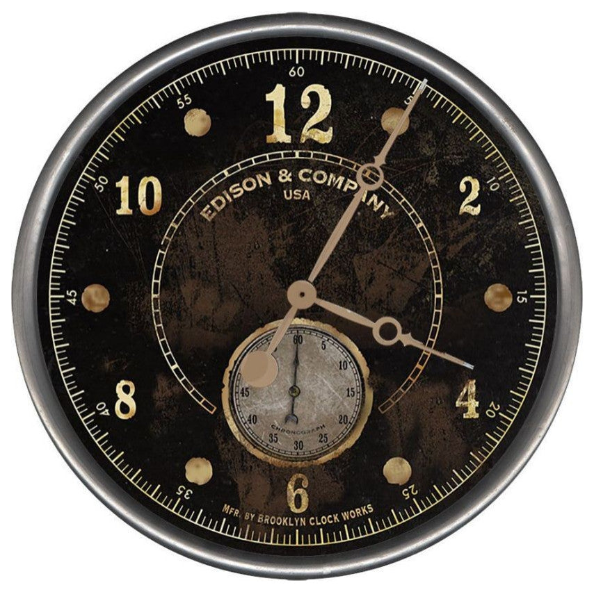 18" Vintage Look Black Wall Clock