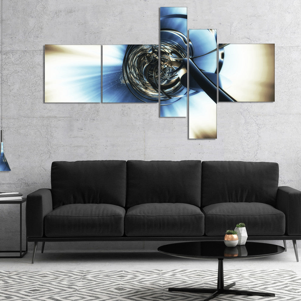 Fractal 3D Tangle in Middle, Abstract Canvas Art Print, 60"x32", 5 panels