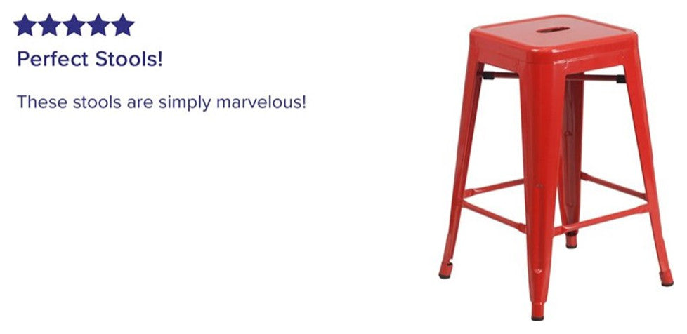 Flash Furniture 24" Metal Backless Counter Stool in Red