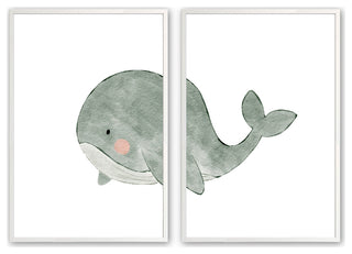 Opaque White 12" x 16" Whale, Set of 2