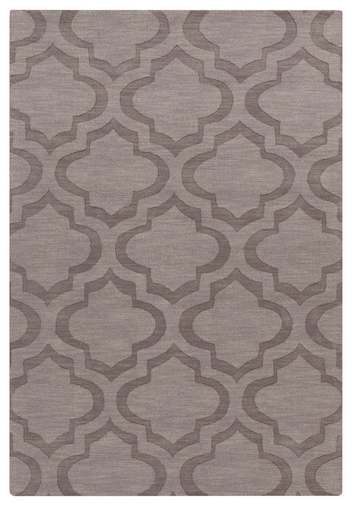 Central Park Solid and Border Taupe, Mauve Area Rug, 9'x12'
