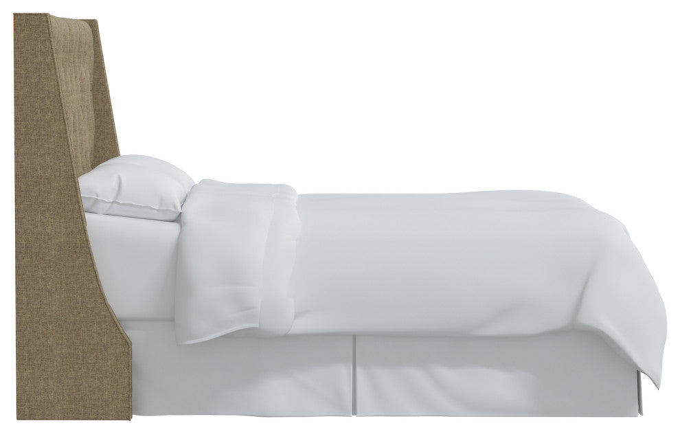 Wells King Tufted Wingback Headboard, Zuma Linen