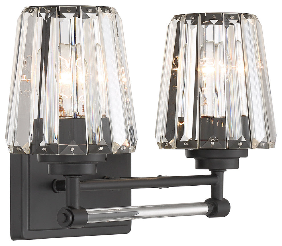 Garnet 2-Light Bathroom Vanity Light, Matte Black, Matte Black