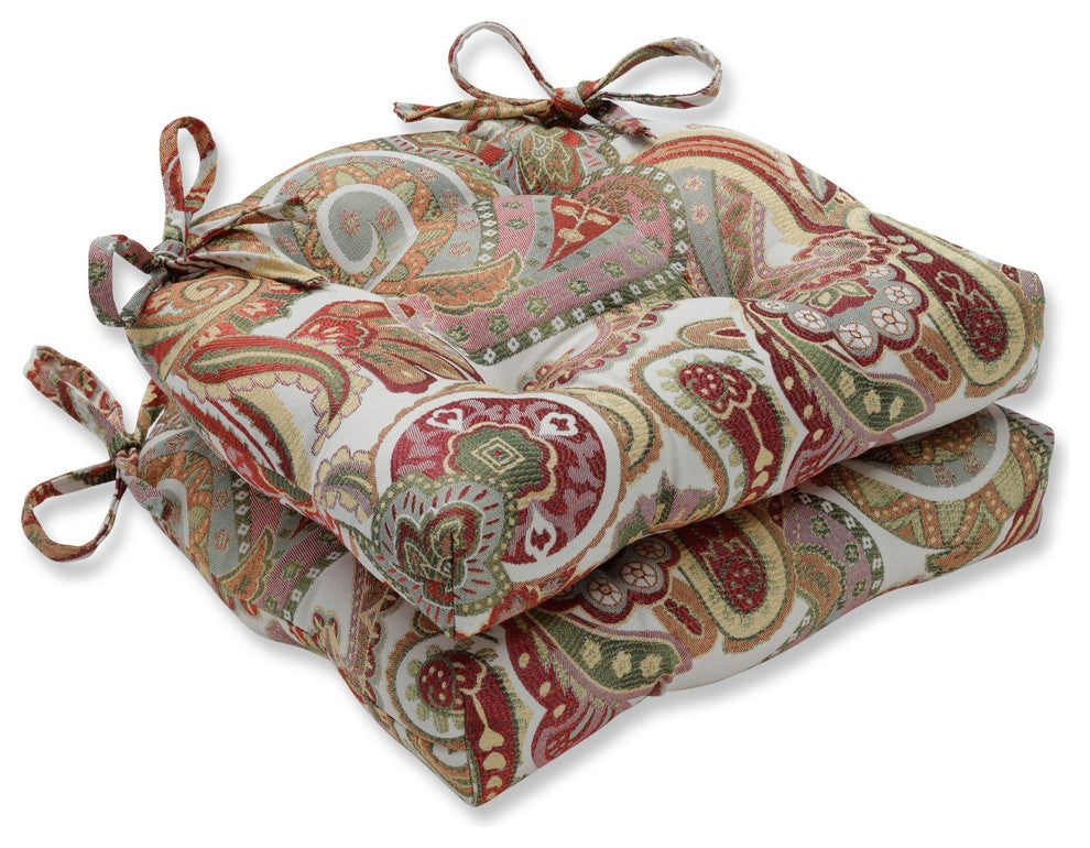 Pillow Perfect Indoor Crazy Rosewood Reversible Chair Pad, Set of 2