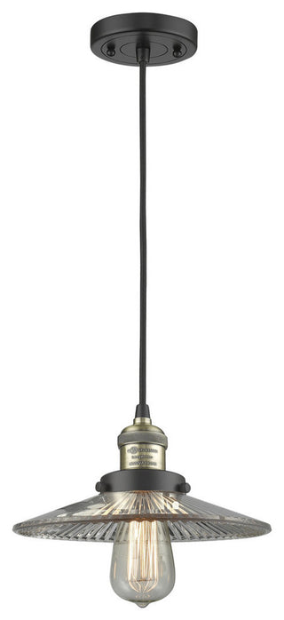 1-Light Dimmable LED Halophane 10" Mini Pendant, Black Antique Brass