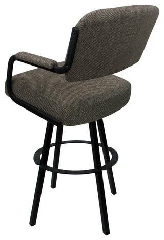 Swivel Metal Bar Stool on Warren Base, Plumley Cocoa/Black, 26"