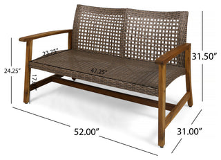 Spring Spender Outdoor Wicker Loveseat, Coffee Table Set, Mixed Mocha, Natural