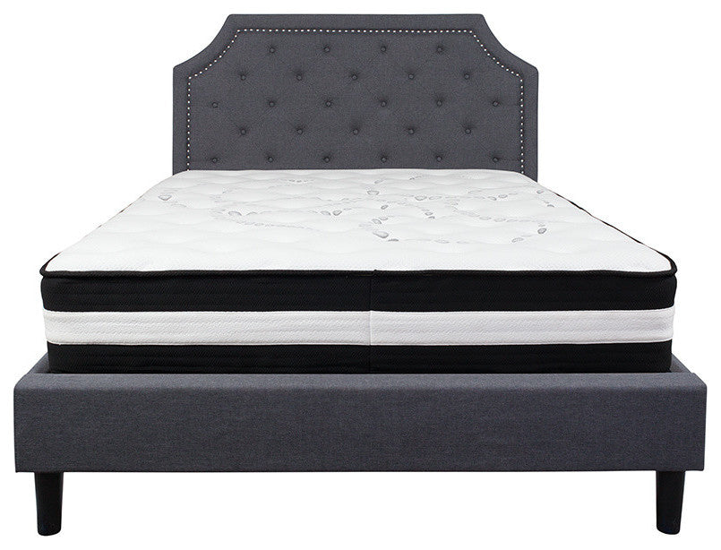 Brighton Queen Size Tufted Upholstered Platform Bed With Pocket Spring Mattress