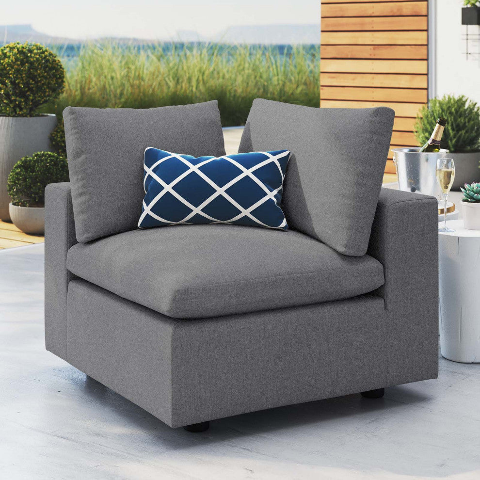 Lounge Sofa Corner Chair, Sunbrella, Gray, Modern, Outdoor Hospitality
