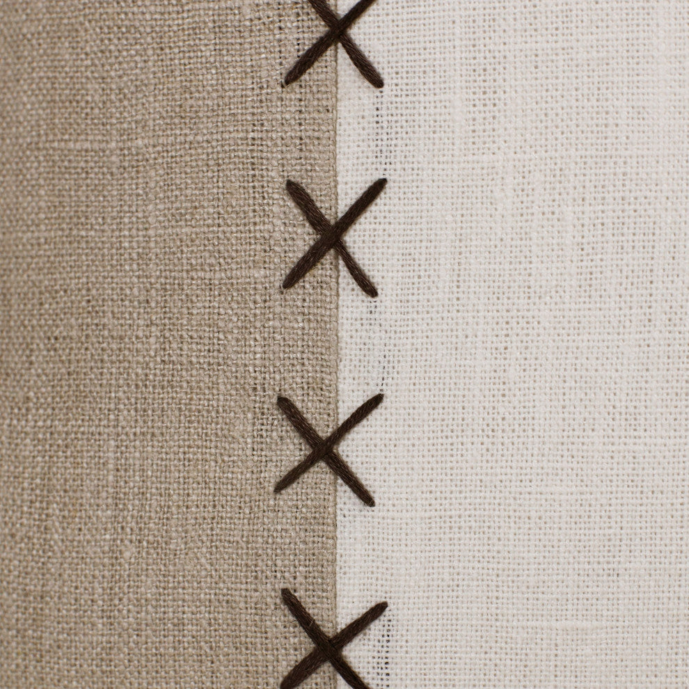 Estate Hand-Woven Gray/Tan Patchwork Linen Throw Pillow