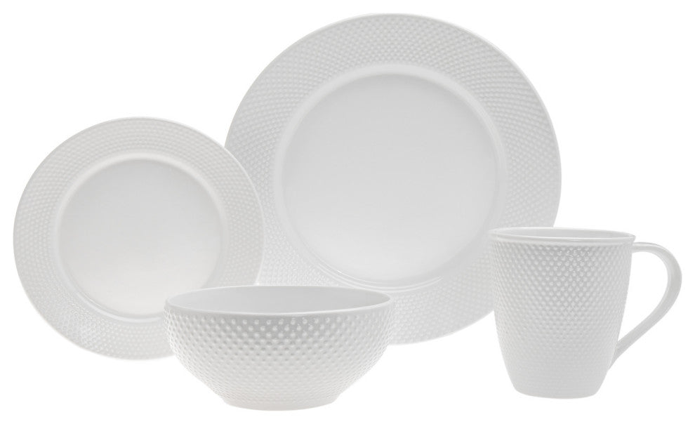 Pique Plain 16 Piece Dinnerware Set