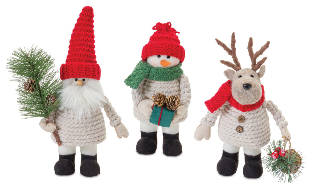 Plush Santa Snowman and Moose, 3-Piece Set