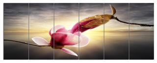 Beautiful Magnolia Flowers, Floral Canvas Art Print, 70"x28", 6 Panels
