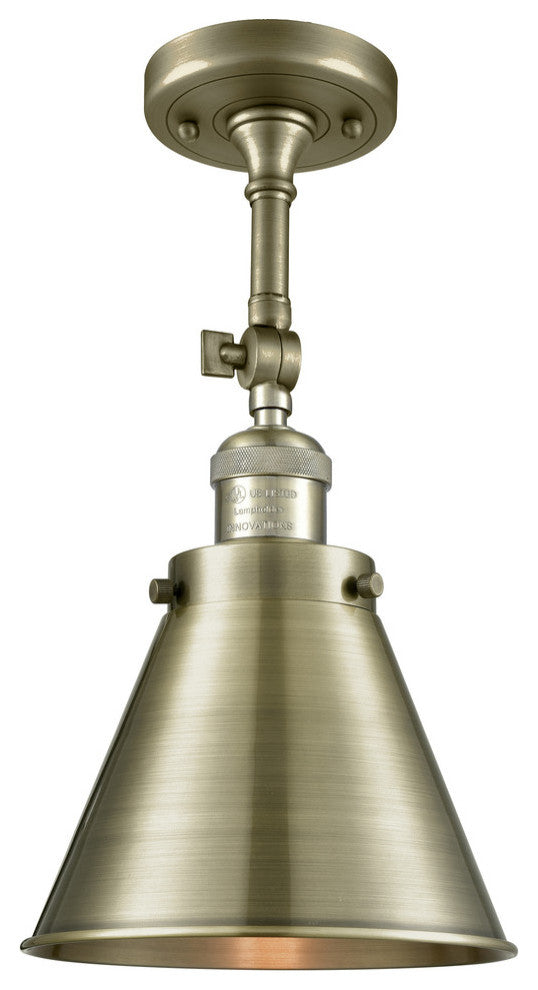 Appalachian 1-Light Semi-Flush Mount, Antique Brass, Antique Brass