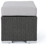 GDF Studio Tammy Rosa Outdoor 5 Seat Wicker Sectional Sofa Set, Gray/Silver
