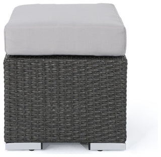 GDF Studio Tammy Rosa Outdoor 5 Seat Wicker Sectional Sofa Set, Gray/Silver