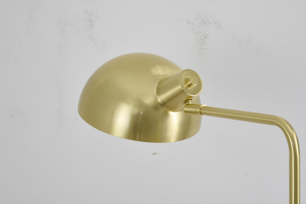 1-Light Satin Brass Metal Floor Lamp With A Metal Shade