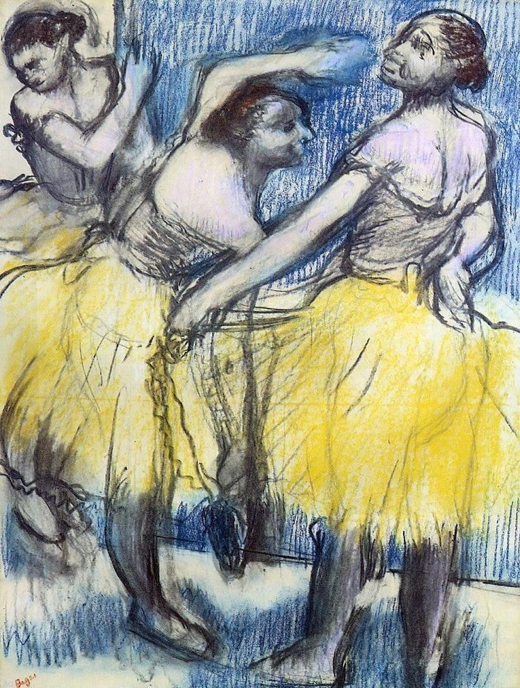 Edgar Degas Three Dancers in Yellow Skirts, 21"x28" Gallery Wrapped Canvas