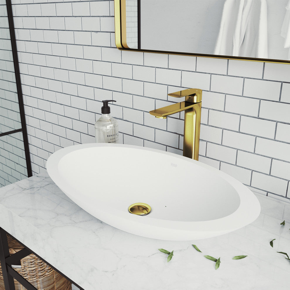 VIGO Norfolk 11" H Single Handle Single Hole Bathroom Vessel Faucet, Matte Brushed Gold