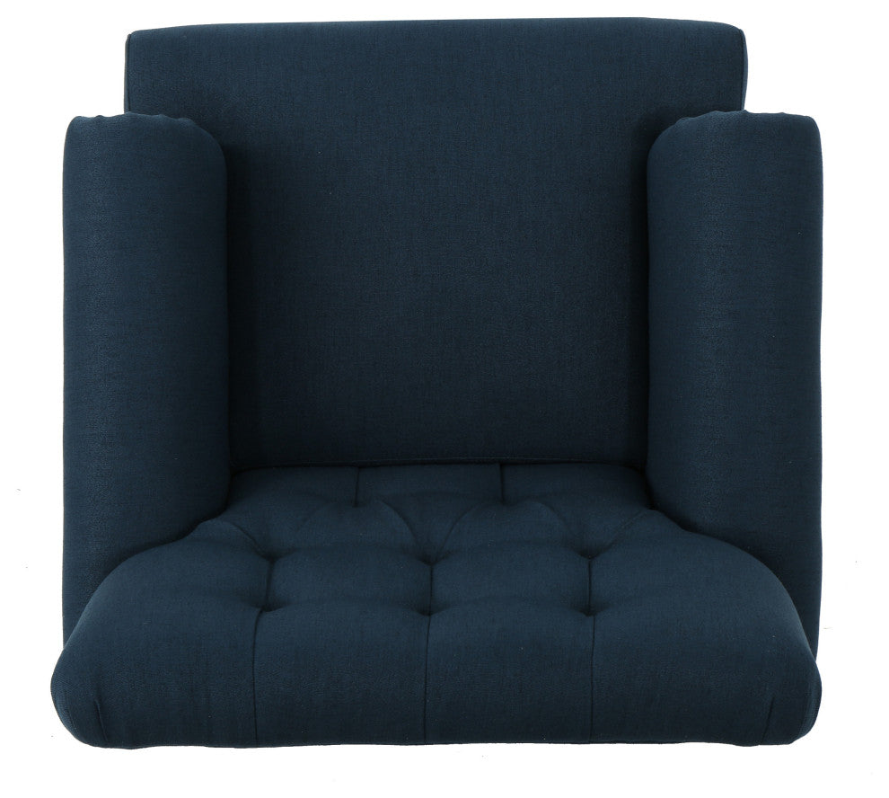 GDF Studio Arielle Plush Tufted Back Fabric Club Armchair, Navy Blue