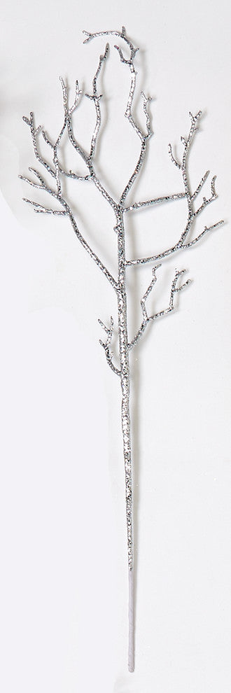 Glitter Twig, Set of 6, Silver, 18"
