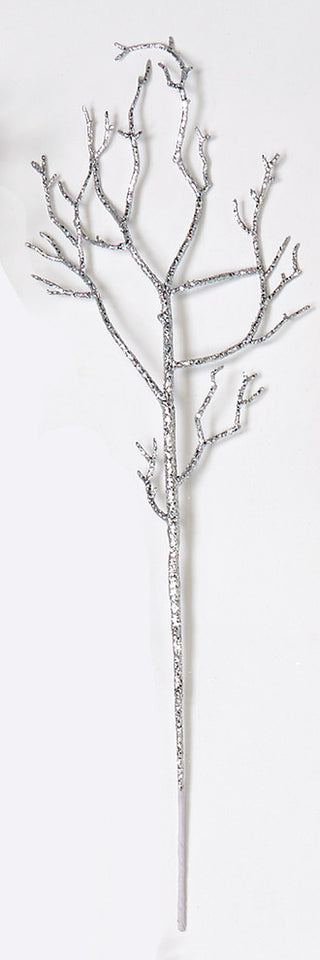 Glitter Twig, Set of 6, Silver, 18"