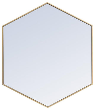 Elegant Decor Eternity 35" x 41" Hexagonal Metal Frame Mirror in Brass