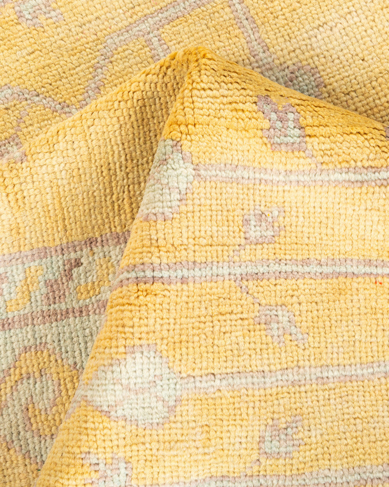 Eclectic, One-of-a-Kind Hand-Knotted Area Rug Yellow, 3'6"x9'0"