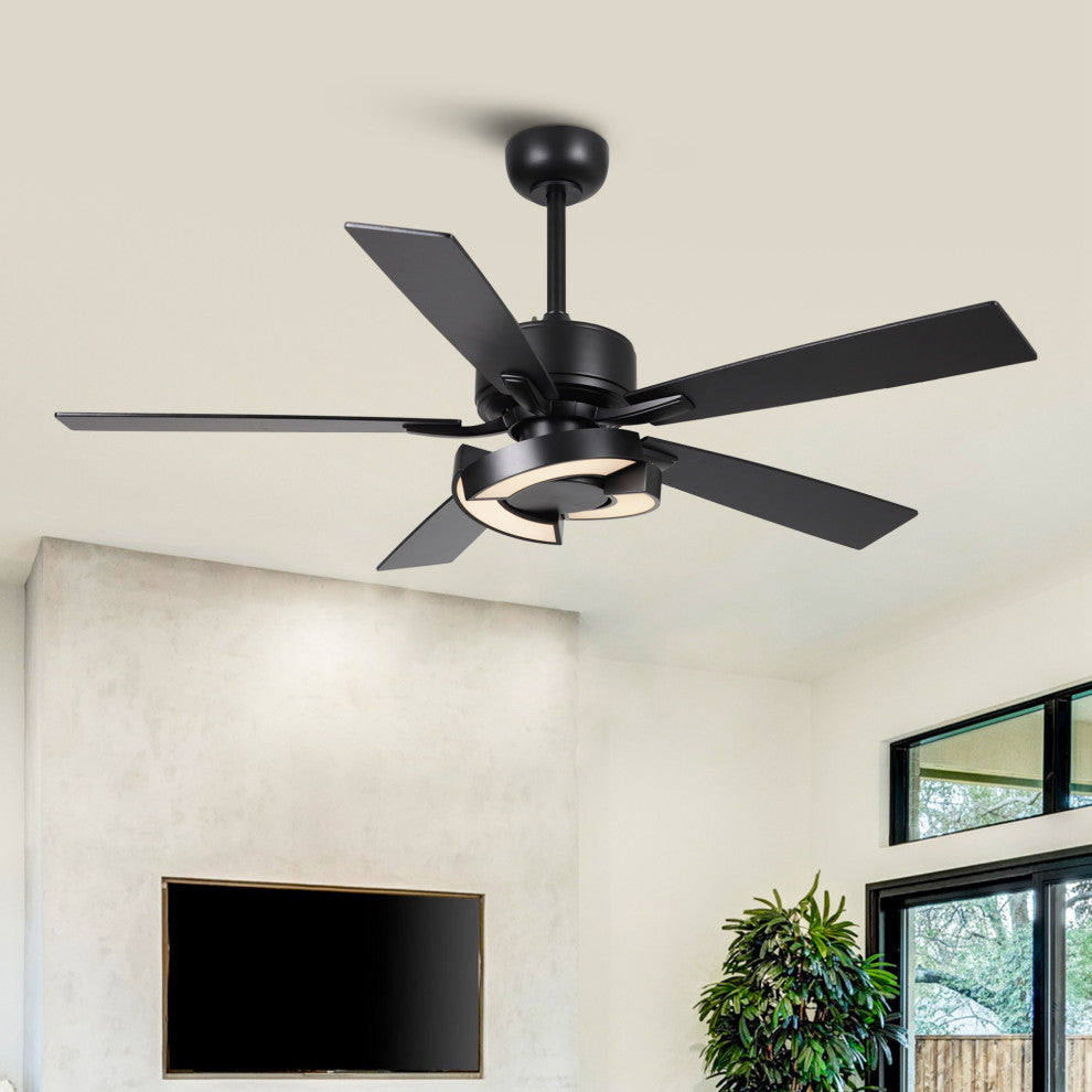 52 in. Black LED Ceiling Fan with Remote Control