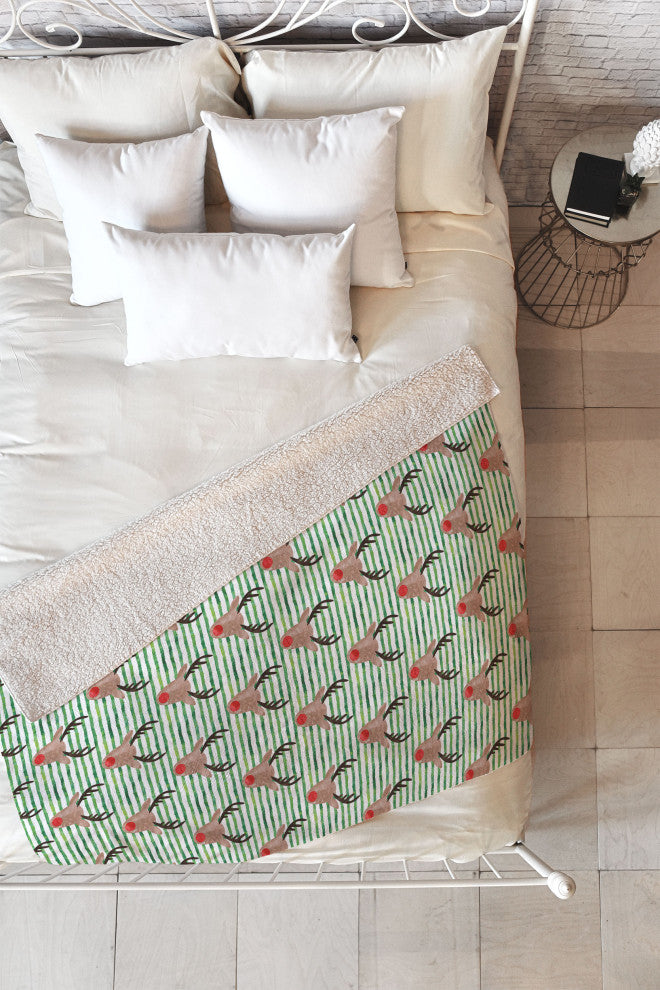 Little Arrow Design Co Watercolor Rudolf Fleece Throw Blanket, Medium