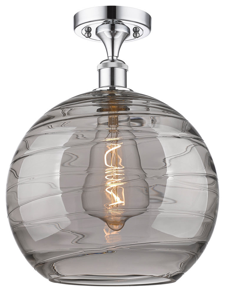 Deco Swirl 1-Light 12" Semi-Flush Mount Polished Chrome