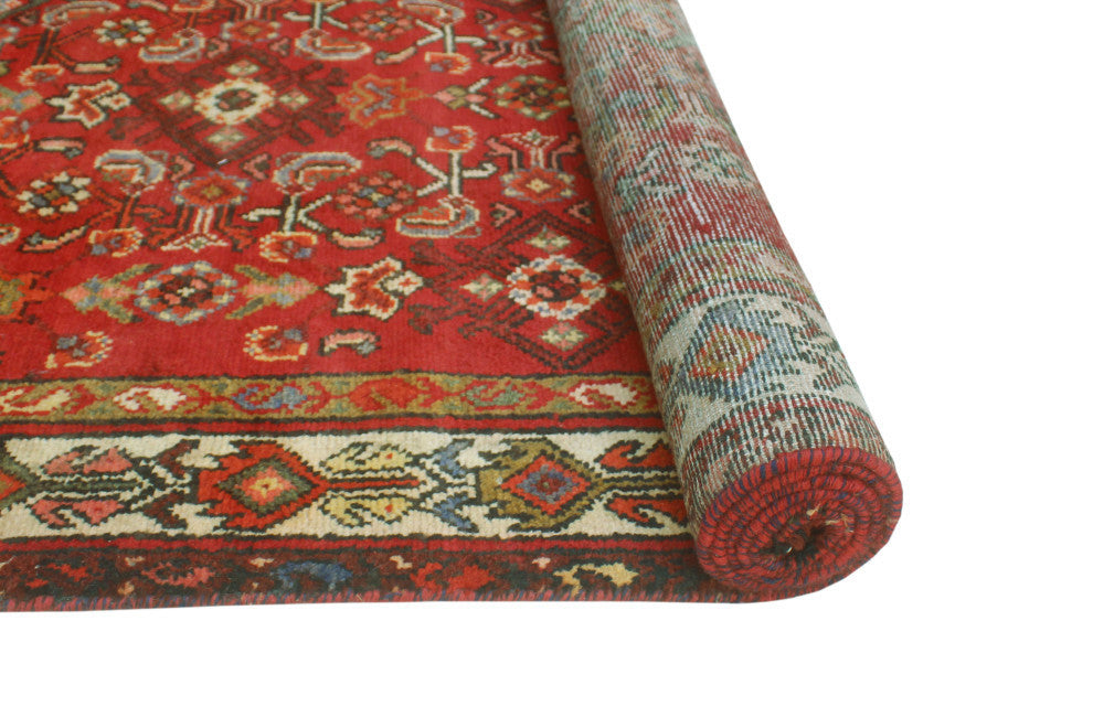 Fine Vintage Distressed Will Red/Beige Runner, 3'4x14'3