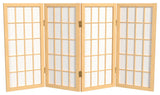 2' Tall Desktop Window Pane Shoji Screen, Natural, 4 Panels