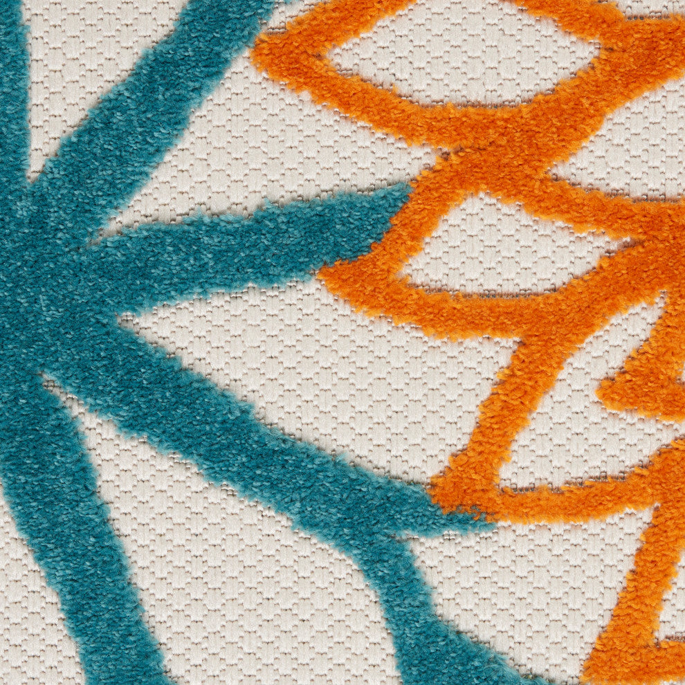 Nourison Aloha 9' x 12' Turquoise Multicolor Tropical Area Rug
