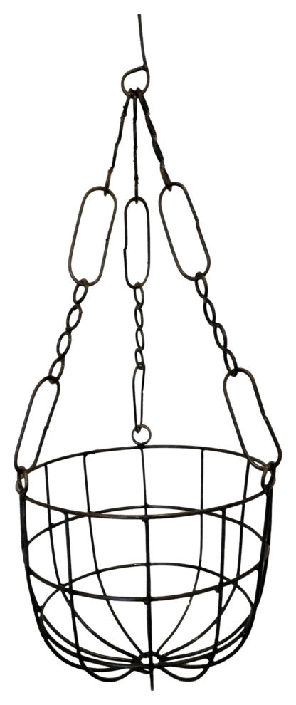Classic Round Wrought Iron Hanging Basket Planter 14" Vintage Style
