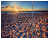 Trodden Sandy Beach at Sunset, Seashore Triptych Canvas Print, 36x28, 3 Panels