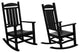 WestinTrends 2PC Outdoor Patio HDPE Adirondack Porch Rocking Chair Set, Black