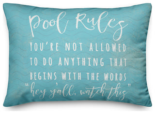 Pool Rules Waves 14x20 Spun Poly Pillow