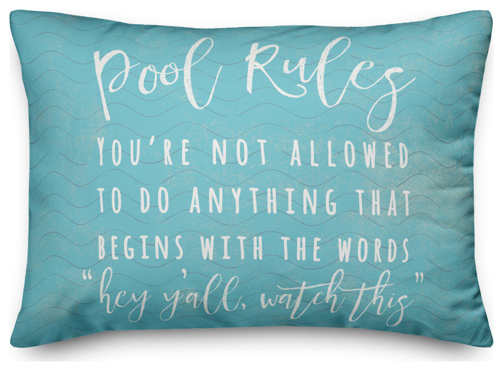 Pool Rules Waves 14x20 Spun Poly Pillow