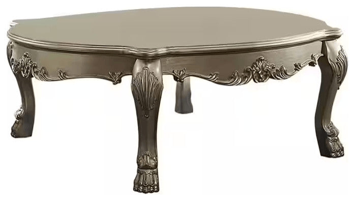54" Gold And Bone Solid And Manufactured Wood Coffee Table
