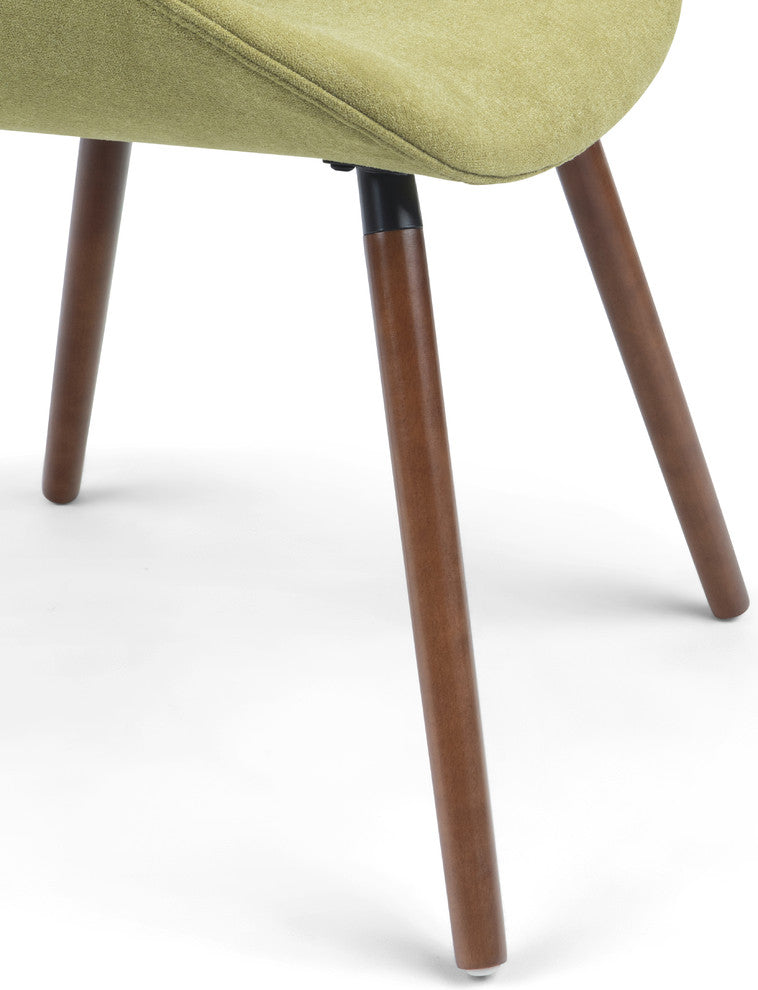 Malden Mid Century Modern Bentwood Dining Chair In Acid Green Woven Fabric